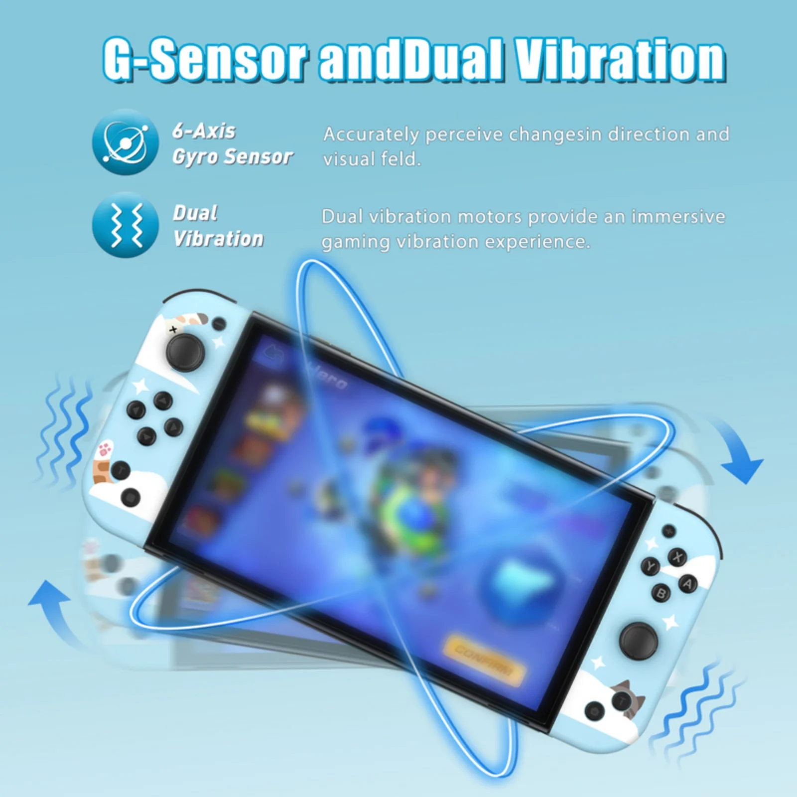 GAMROMBO Gioco Joypad Per Switch/OLED/LITE/PC/IOS/Android Joystick 6 Assi Giroscopio Controller Wireless W/Turbo Doppia Vibrazione Gamepad