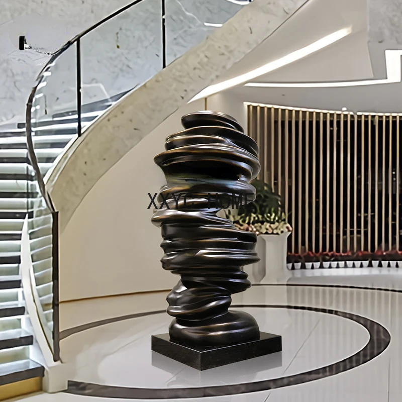 Abstract Sculpture Taihu Lake Stone Large Floor Ornaments Glass Steel Craftwork Hotel Soft Outfit Decorations