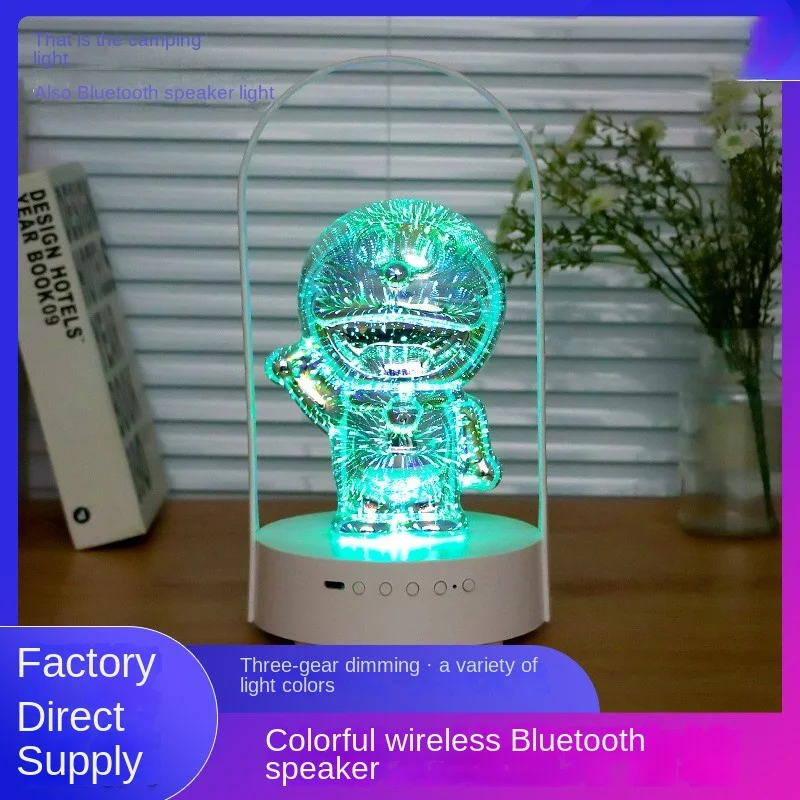 3D fireworks Cartoon  decoration speaker  small night lamp rotatable portable camping lantern