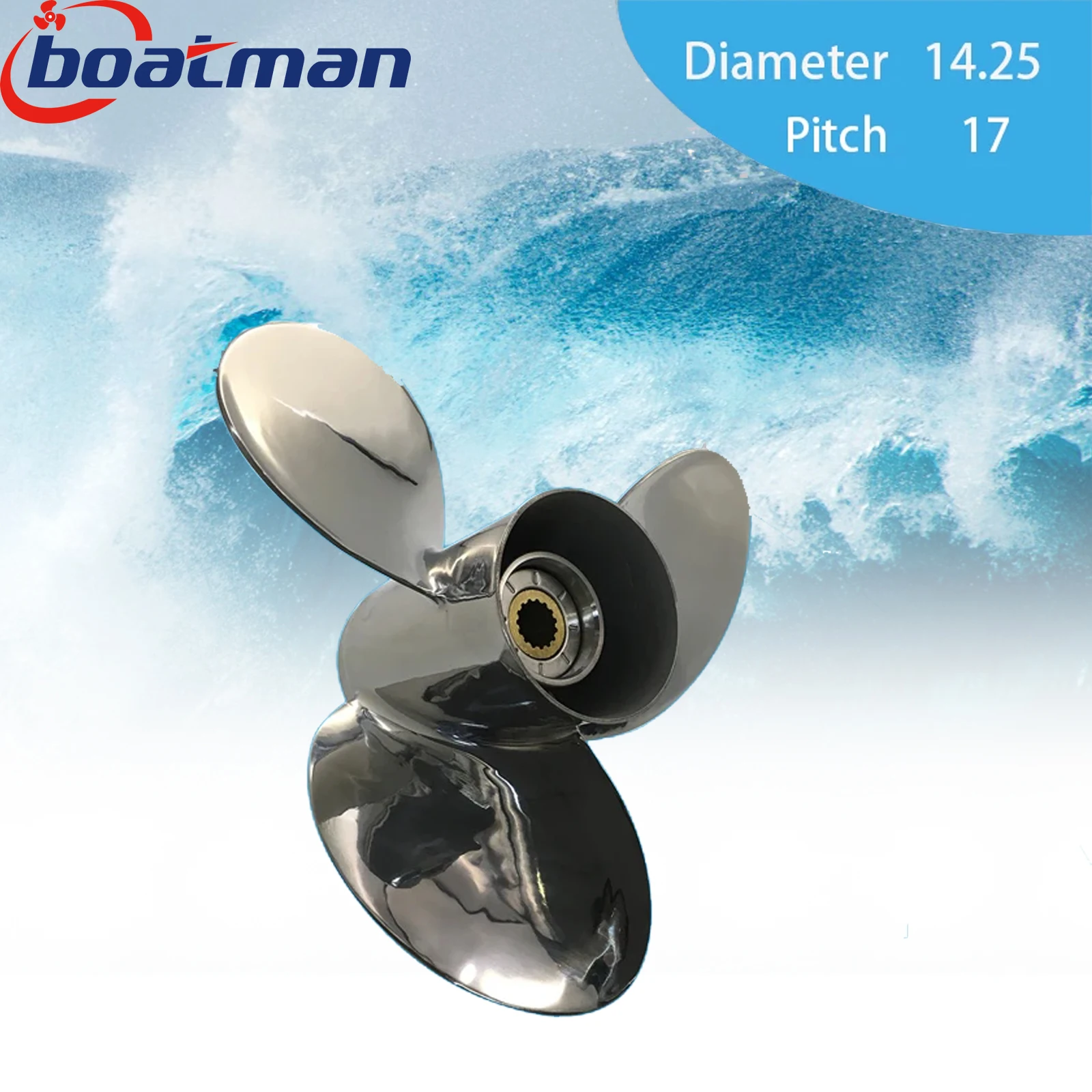 BoatMan 14 1/4x17 Outboard Propeller For Honda RH 115HP-250HP Boat Engine Stainless Steel 3 Blade 58133-ZY3-A17AH Boat parts RH