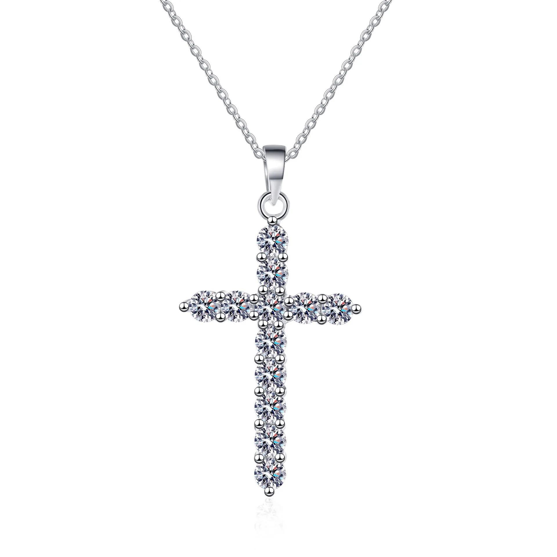 

925 Sterling Silver Necklace Women's Moissanite Cross Necklace
