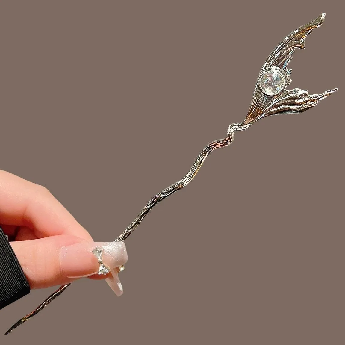 Spinka do włosów Moonlight Stone Aurora, motyw podwójnego motyla, damska, antyczna ozdoba na głowę, metalowa biżuteria, akcesoria do włosów.