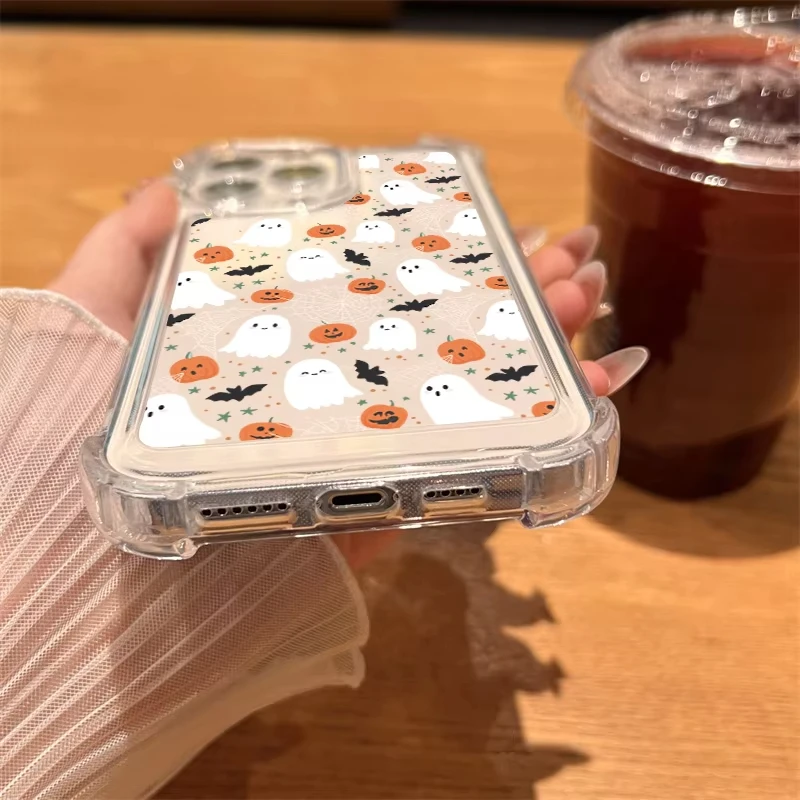 เคสโทรศัพท์ลายฟักทองน่ารักสำหรับฮาโลวีน ป้องกันการตกกระแทก สำหรับ iPhone 17 Air 16 ProMax 15 14 Plus 13 12 11 Pro  วัสดุซิลิโคนกันกระแทก