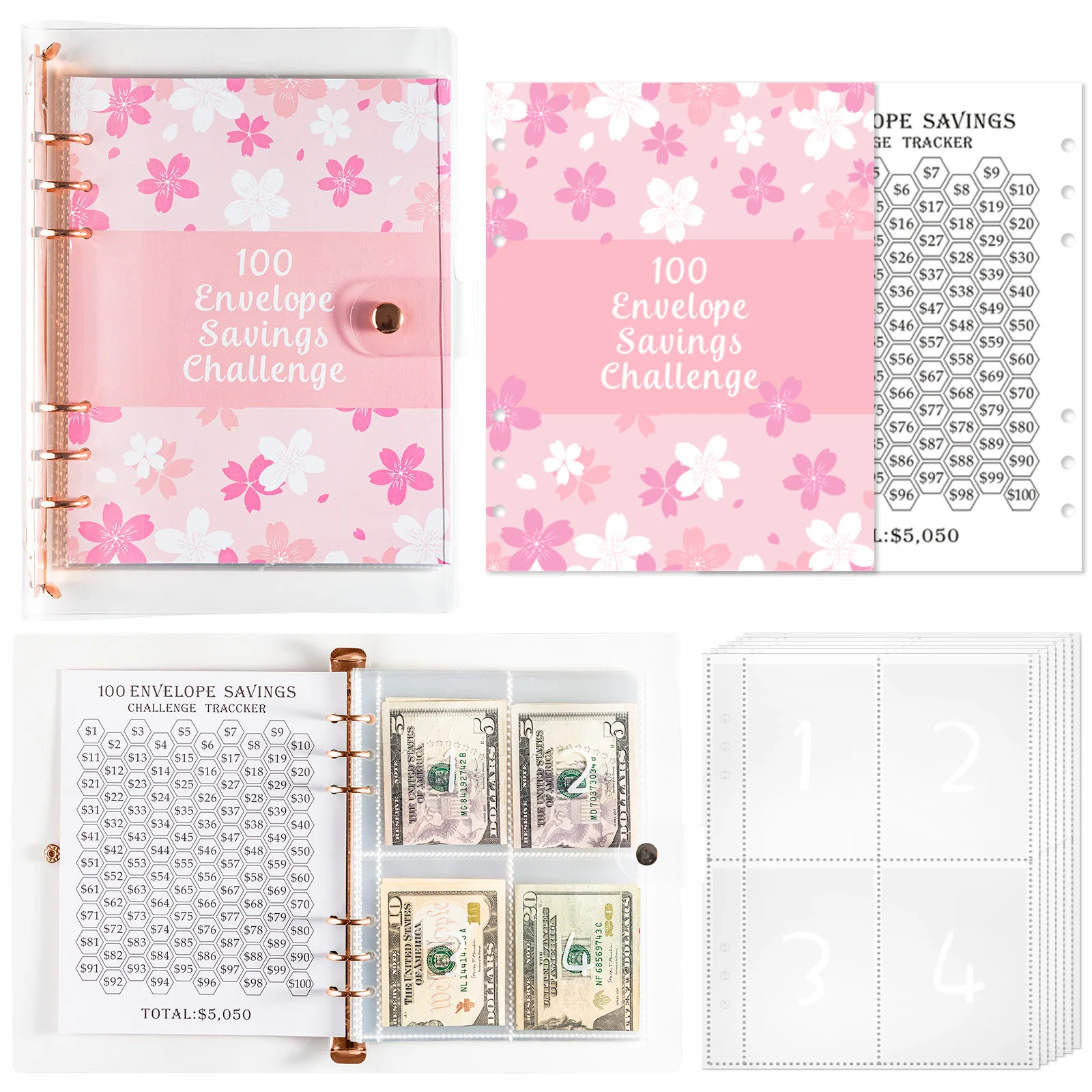 

A5 Cherry Blossoms 100 Envelopes Money Saving Money Challenge Budget Binde With Cash Envelopes Budget Planner Easy To Save