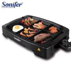 BBQ Electric Contact Grill Griddle And Grilled Fish Panini Press Kitchen Barbecue Griddle Smokeless Baking Barbecue Sonifer