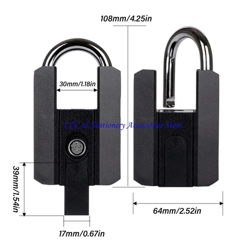 Q1JC小さな指紋パドロックセキュリティパドロック指紋アクセスドアロックジムの仕事や家庭でのセキュリティを強化する