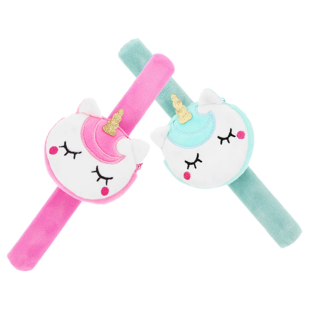 

2pcs Children'S Wristband Bag Unicorn Slap Bracelet Coin Purse Lightweight Snap Wristband For Party Favors Kids Party Classroom