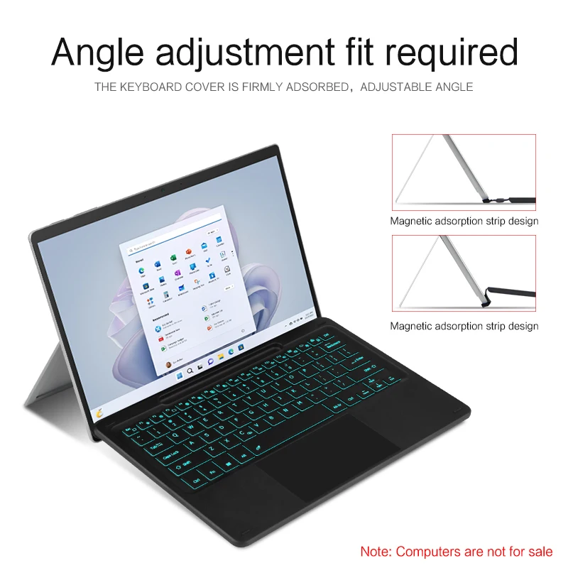 Teclado Bluetooth para Microsoft Surface Pro 11 2024 10 9 8 X teclado retroiluminado con panel táctil inalámbrico para Surface Pro11 Pro10 pro9/8