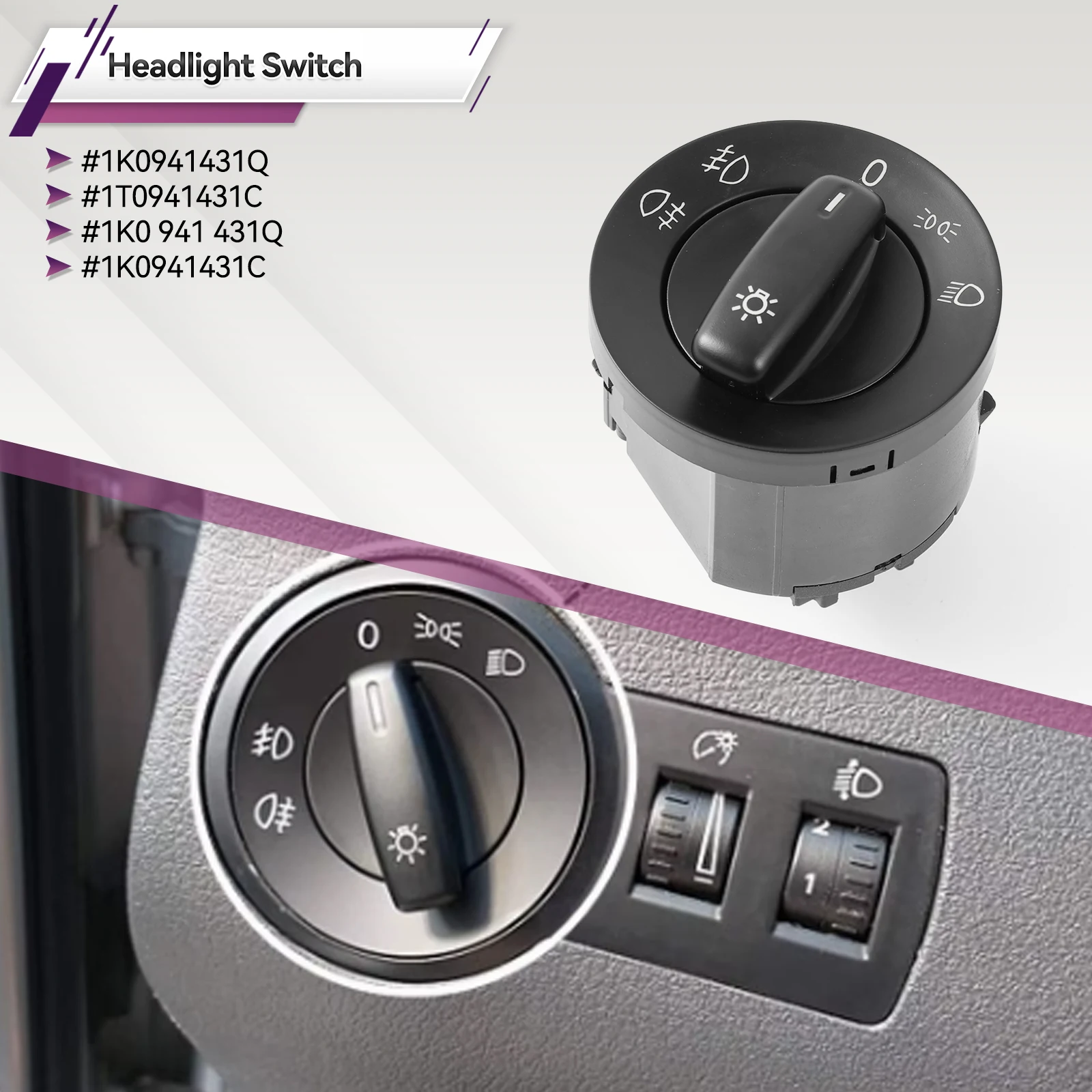 Headight Head Light Fog Lamp Control Switch 1K0941431Q For VW Golf MK5 Caddy Jetta Touran 1T Passat EOS 1K0 941 431Q 1T0941431C