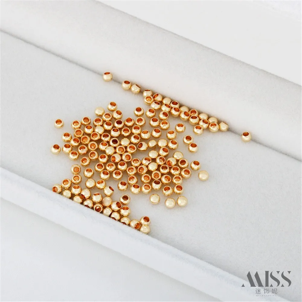 14K Gold Bag Color-preserving Half-hole Beads Gold Beads Disc Studs Earrings Jewelry DIY Earrings Accessories