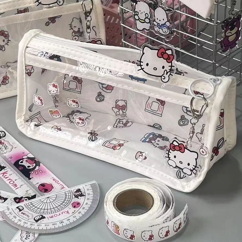 

Kawaii Hello Kitty Pen Bag Anime Sanrio Student Stationery Storage Bag Large Capacity Pencil Case Cartoon School Supplies Gift