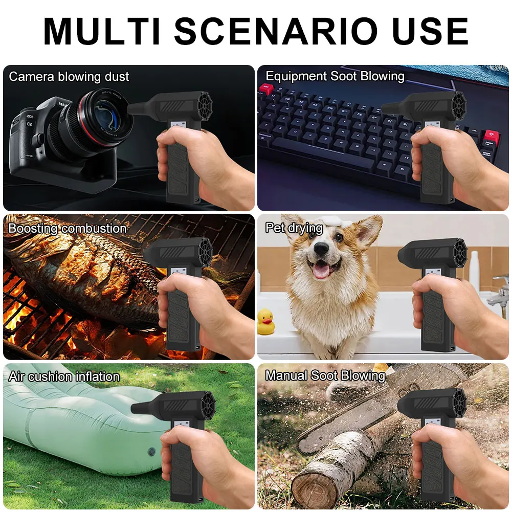 Turbo Jet Fan 130000RPM Wind Speed 60m/s Electric Blower Multifunctional Blowing Dust Dryer 184W fast charging For Car Home Keyb