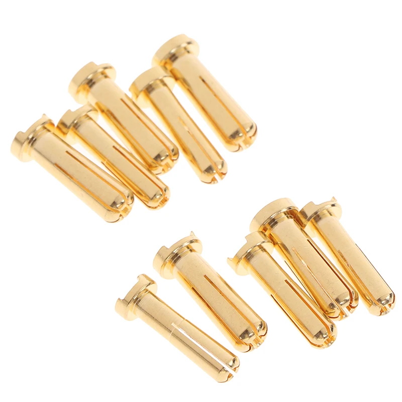 5pcs 4/5mm Bullet Banana Plug Connector Male for RC Battery Part Gold Plated