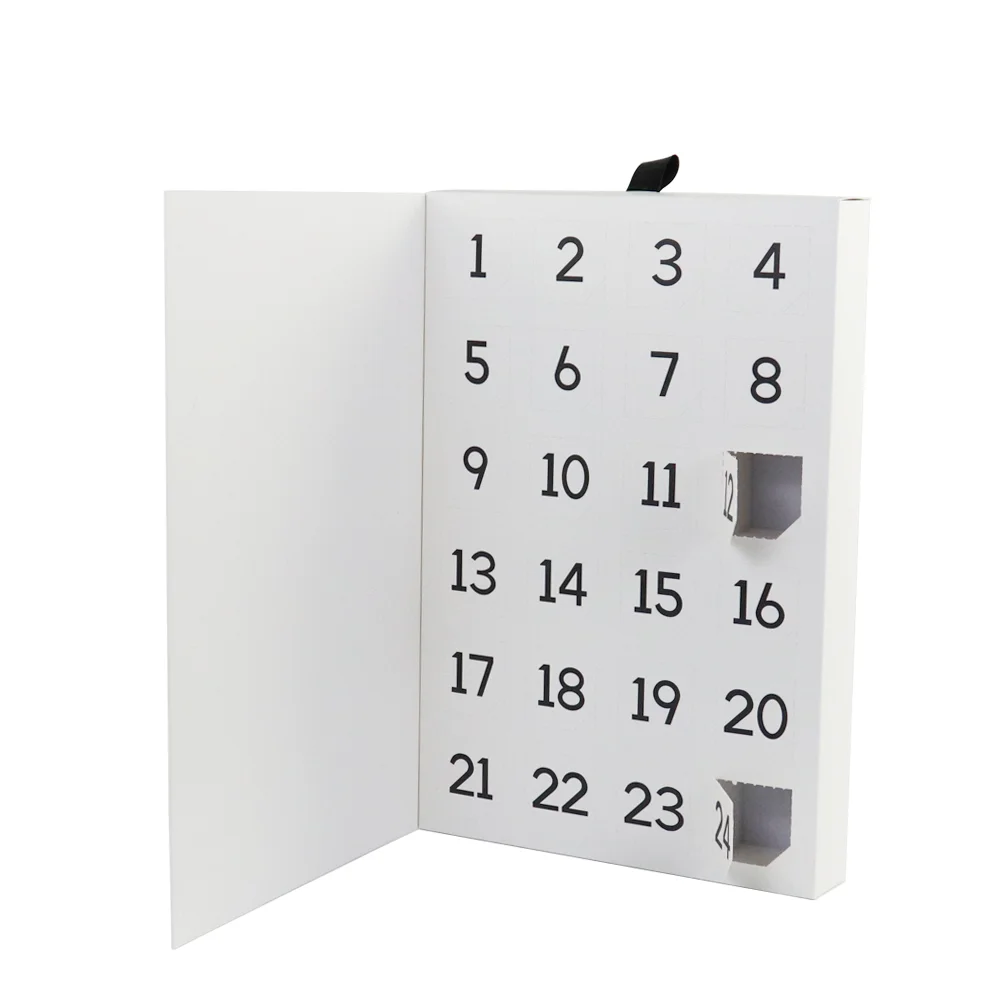 Query personalizadoNewly Trending Embalagem biodegradável de 24 dias Adventskalender Rigide Blind Gift Caixa de papel com laminação fosca
