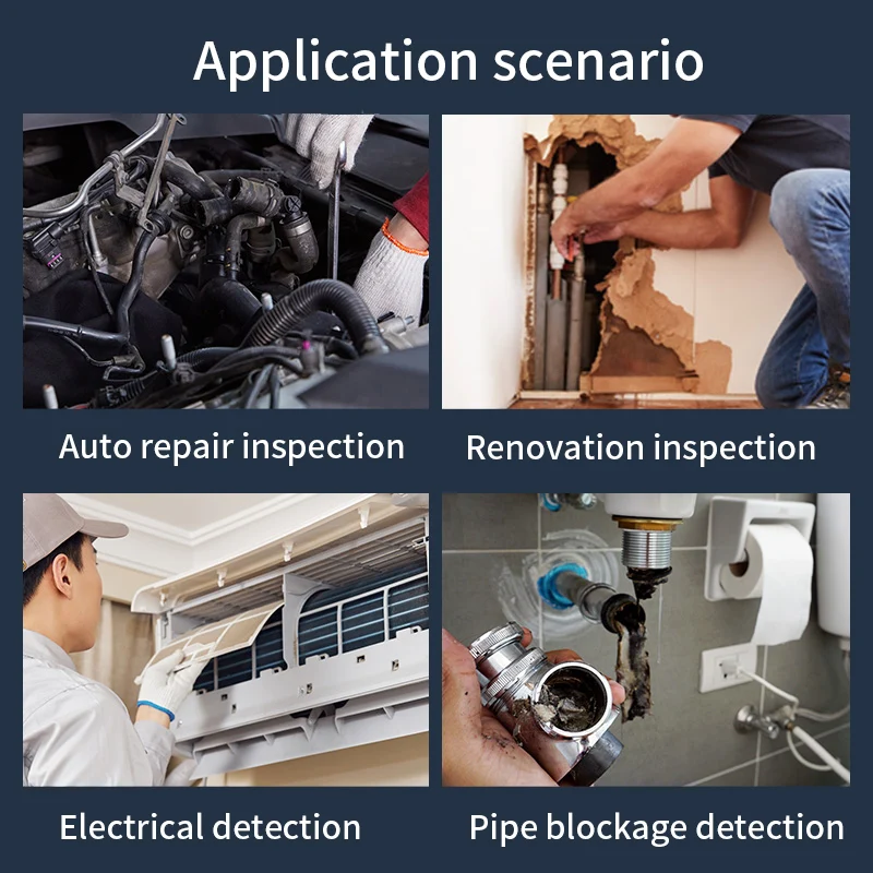 Portable Stwoable Endoscope Camera 2.4 inch HD Inspection Borescope Camera with 8 LED IP67 Waterproof Drain Camera For Sewer Car