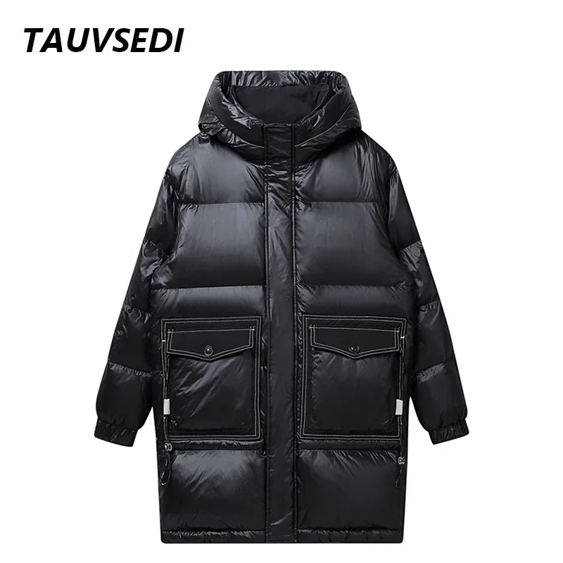 الرجال شتاء جديد الأبيض بطة أسفل سترة دافئة سميكة مقنعين يندبروف سترة منفوخة الرجال معطف عالي الجودة الذكور
