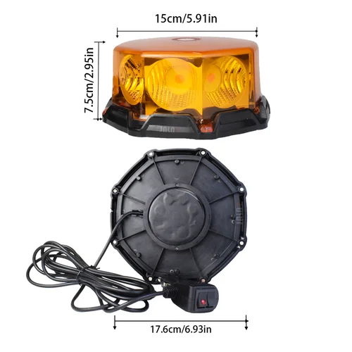 Imagen 2 del producto JALN7 luces LED de baliza ámbar estroboscópica advertencia camión motor de bomberos autobús intermitente COB de emergencia con magnético 12V-24V