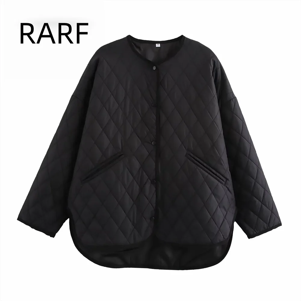 

Women's clothing 2024 winter design versatile diamond shaped quilted front short back long silhouette cotton jacket