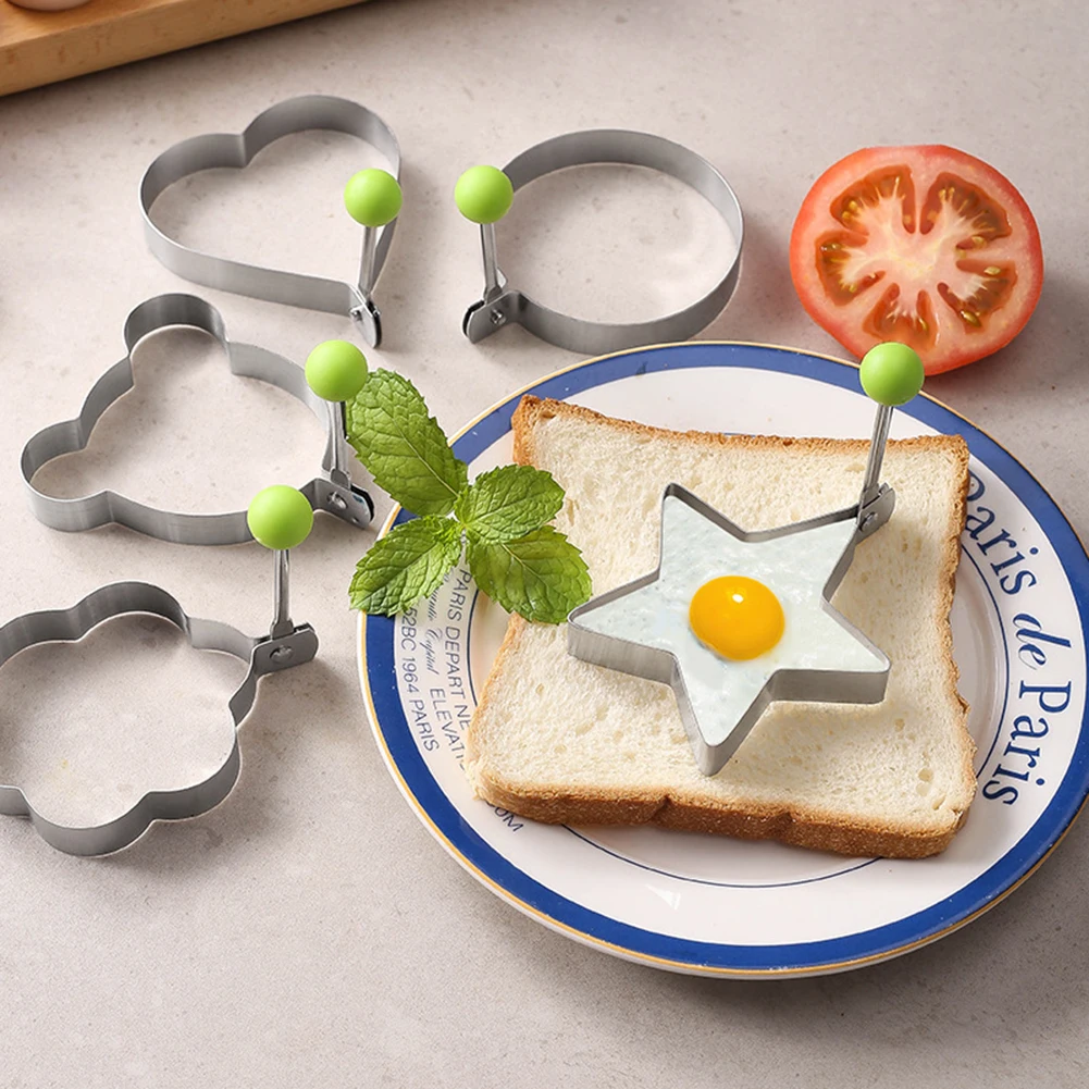 5pcs Stainless Steel Eggs Rings Mold With Handle,Round Non-Stick Pancake Omelette Mold For Griddle,Egg Shaper Home Kitchen Items