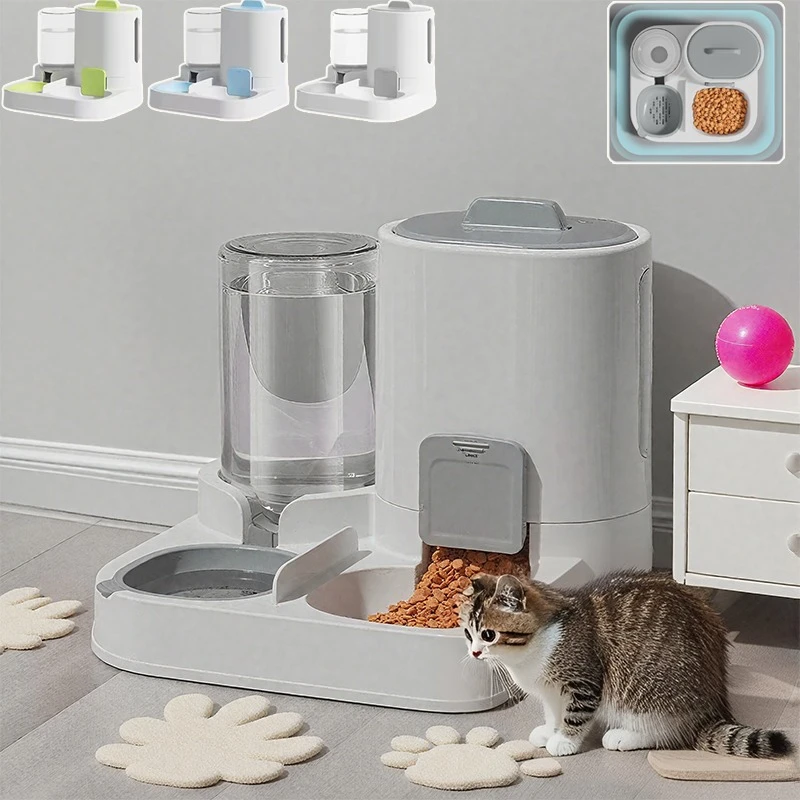 

Two-in-One Automatic Pet Feeder Large Capacity Water Dispenser Removable Compact Feeding Station for Small Medium Dogs and Cats