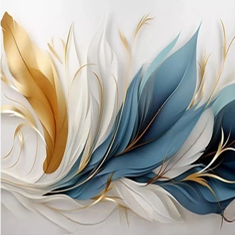 MU8752Ribbon High-end Creative feather Abstract Custom Chinese sofa living room and bedroom background wallpaper mural home Deco