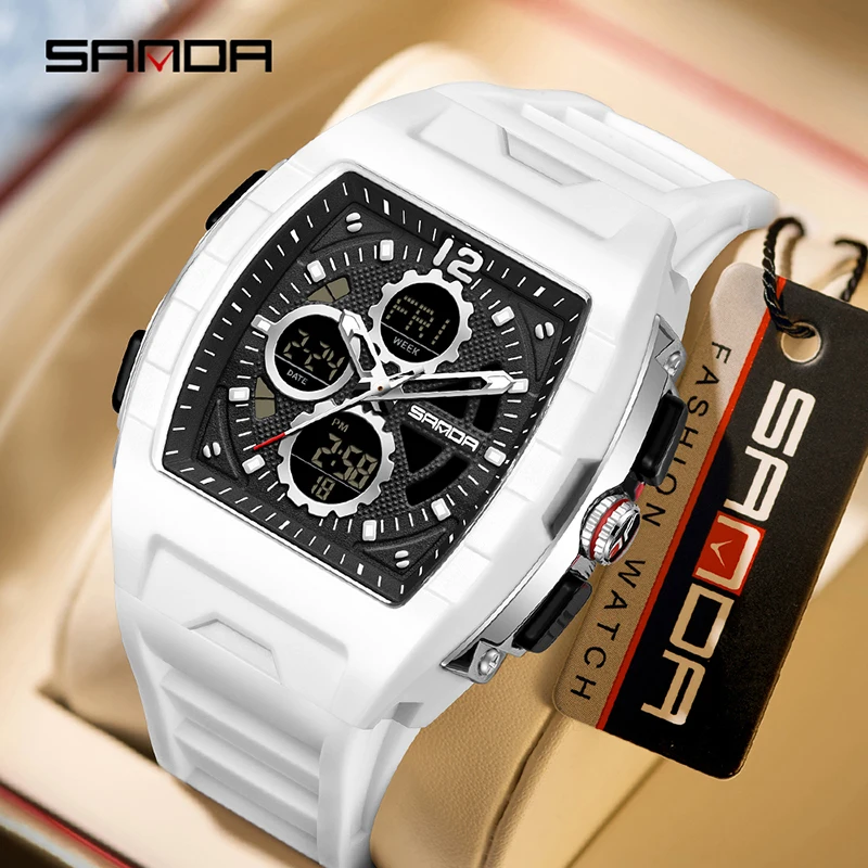 

SANDA 3391 Men's Sports Multifunctional Watch 5ATM Waterproof, Shockproof, Drop proof, Luminous Time Countdown in Three Areas