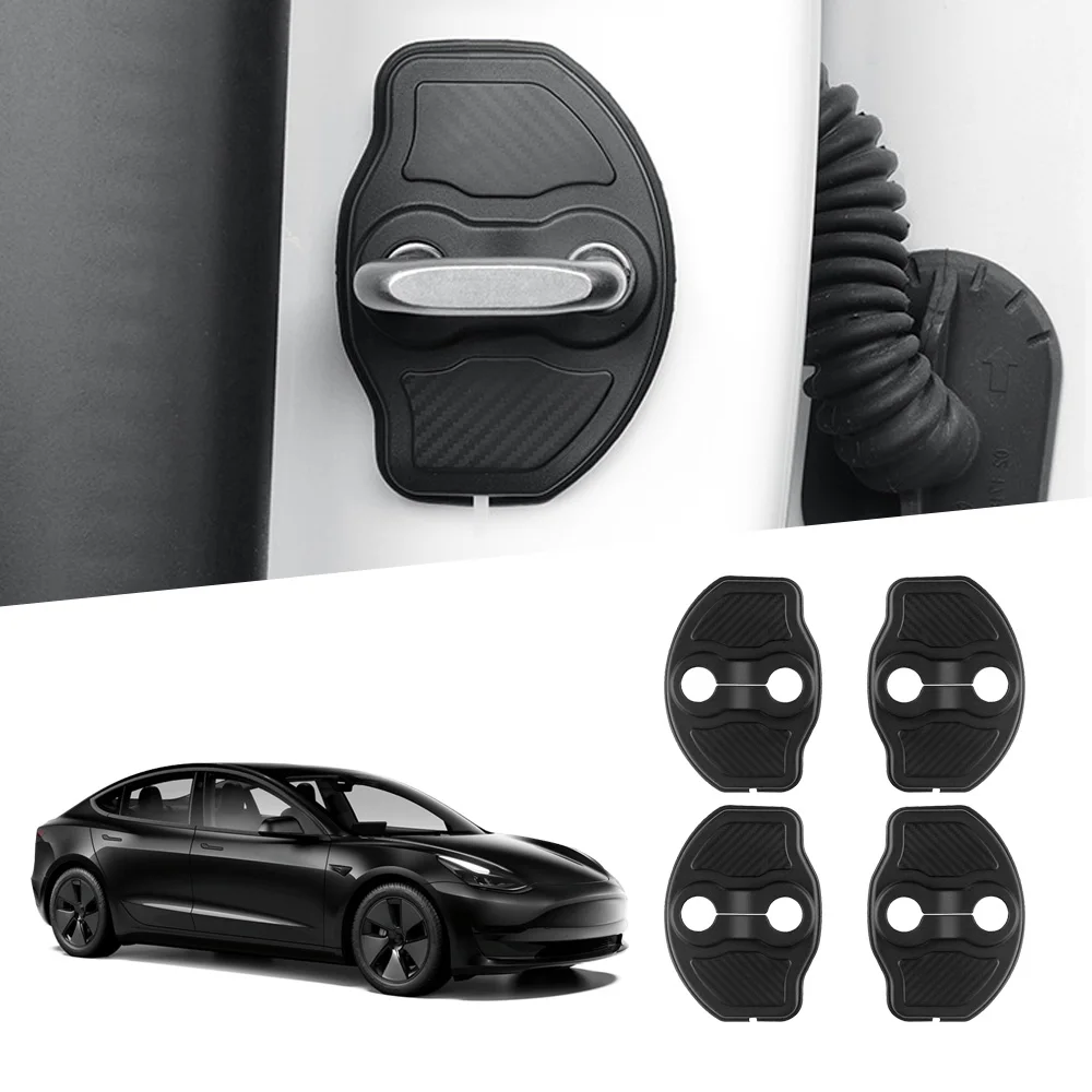 Car Door Lock Protective Cover for Tesla Model 3 Model Y 4Pcs/set Anti-Rust Lock Case Protector Exterior Trim Accessories