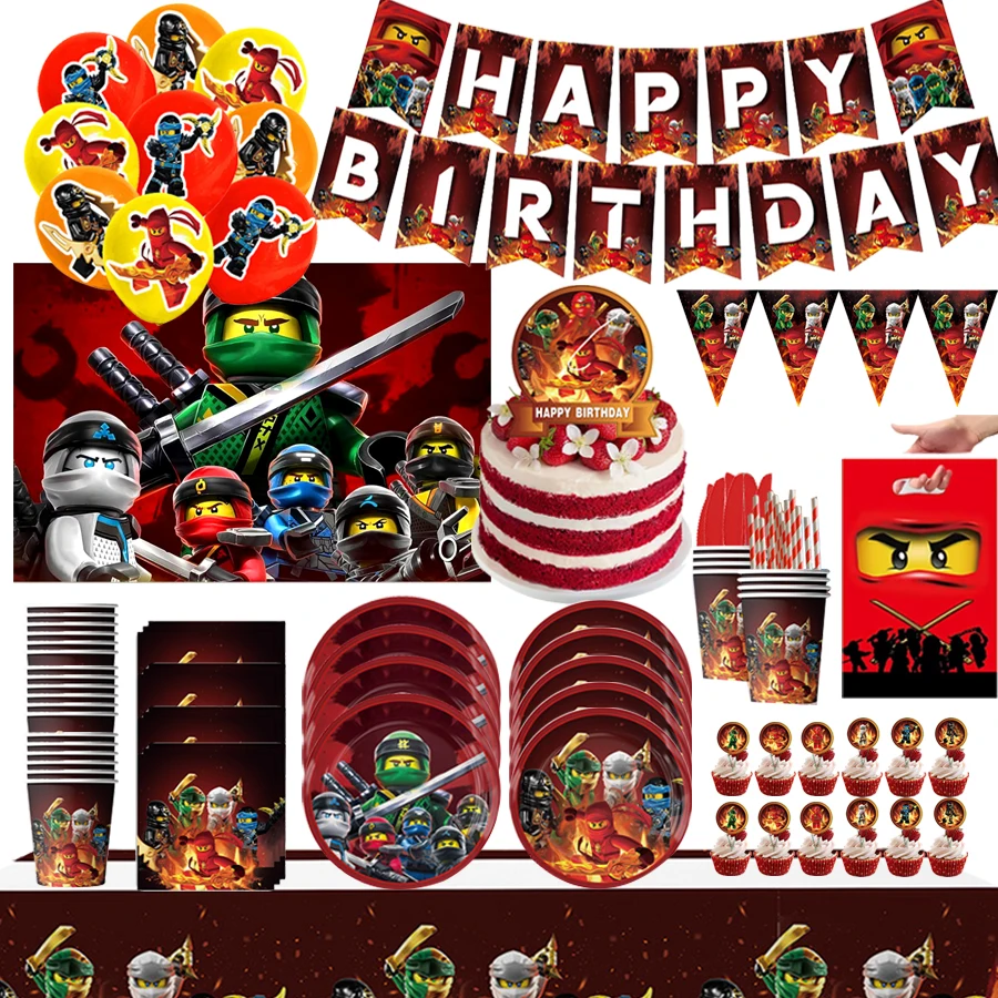 

Ninja Birthday Party Decorations Party Favors Tableware Cups Plate Napkins Gift Bag Balloons Tablecloth Christmas Party Supplies