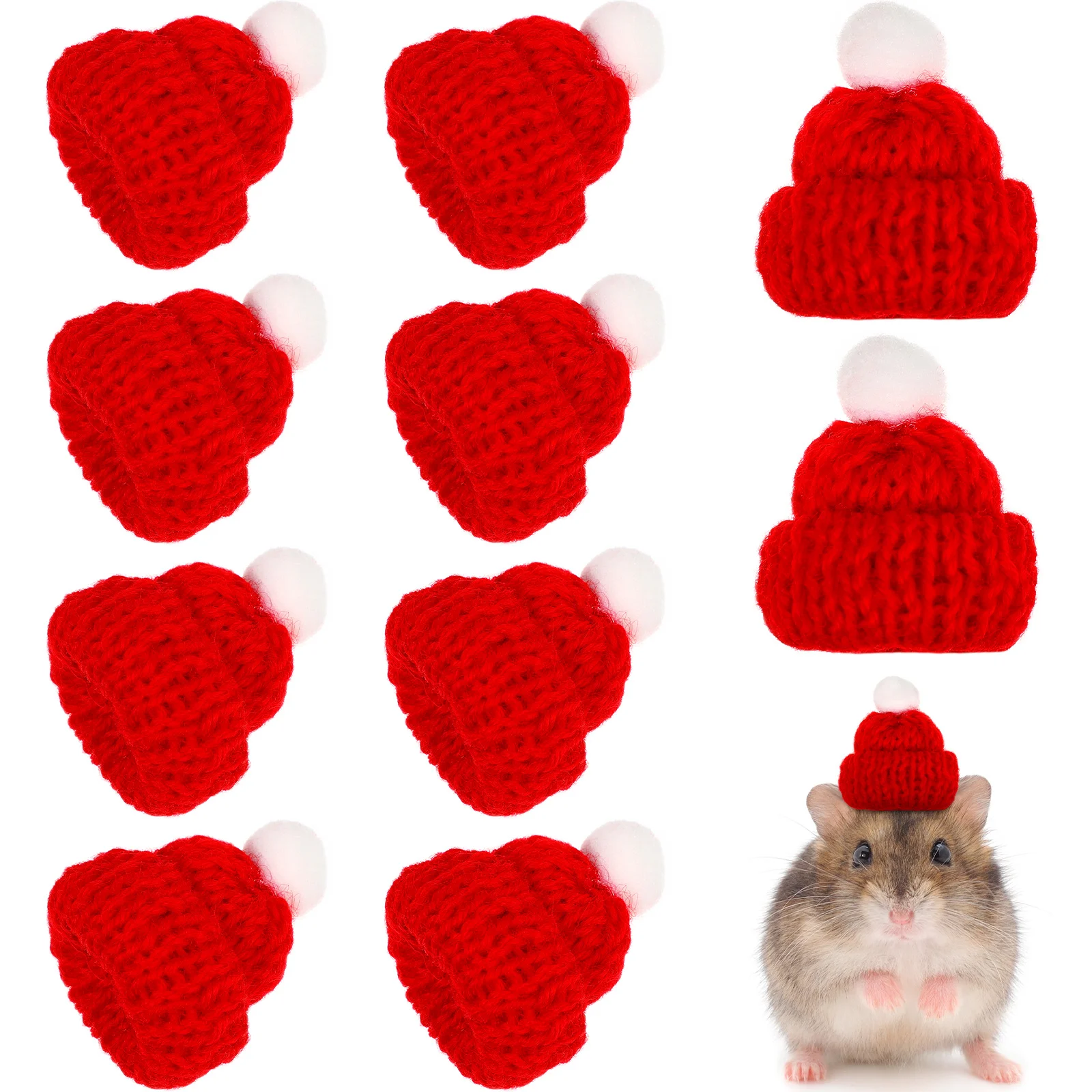 10 Pcs Bottle Caps Candy Christmas Hat Decoration Bags Red Knit Santa Hats Child