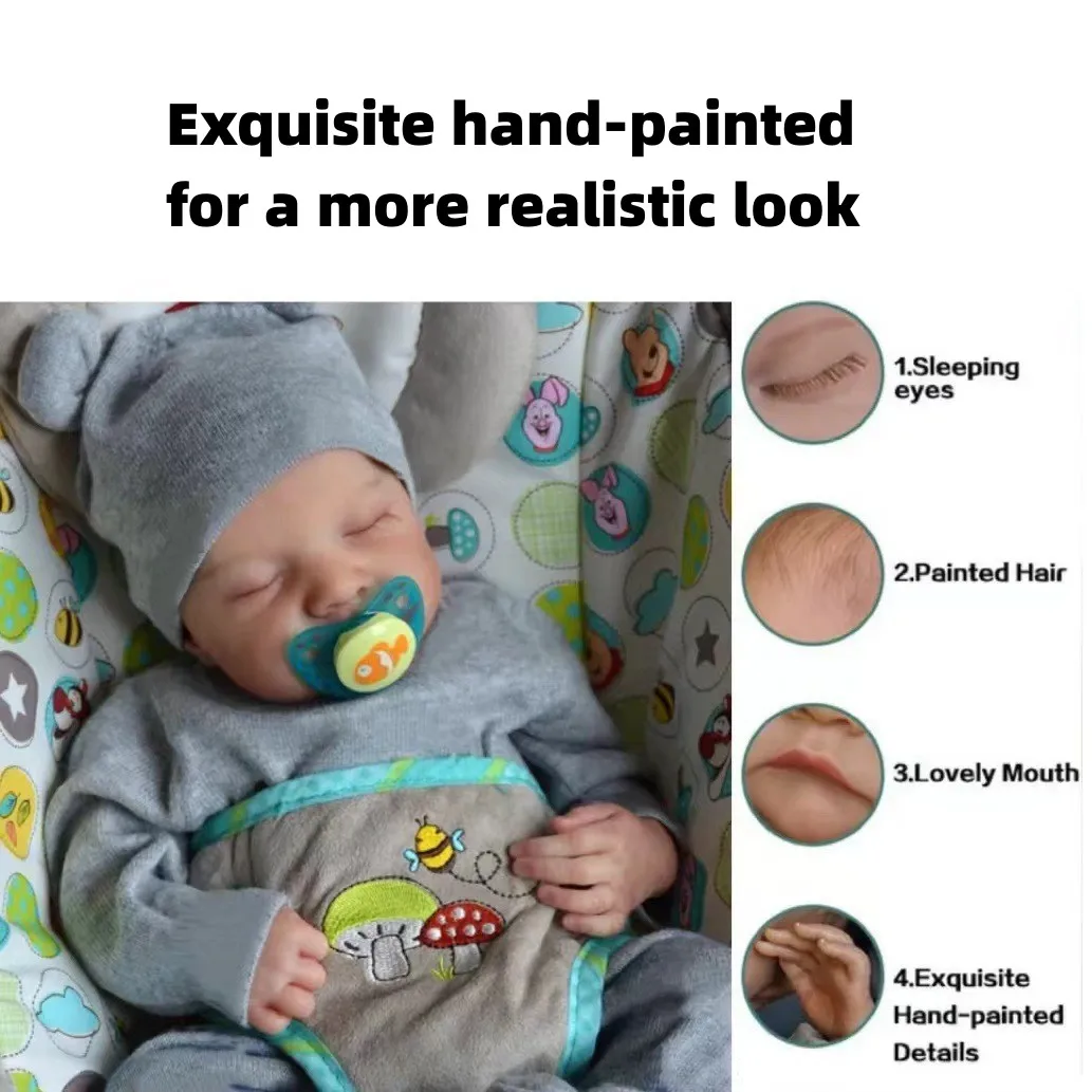 45 cm Silicone Girl Reborn Doll Soft/3D Paint Skin with Soft Viennes Newborn Baby Reborn Gift for Girls