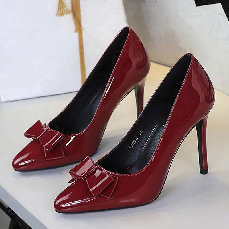 

BIGTREE/весенние модные туфли-лодочки с круглым носком и узлом-бабочкой, женские элегантные свадебные туфли на шпильке, Zapatos De Mujer