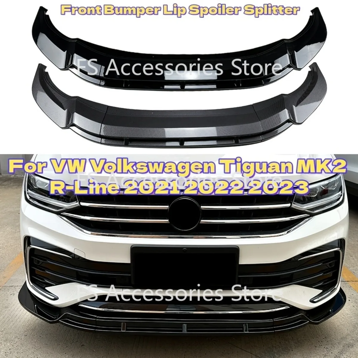 For VW Volkswagen Tiguan MK2 R-Line 2021 2022 2023 Front Bumper Lip Spoiler Splitter Diffuser Car Modification Accessories