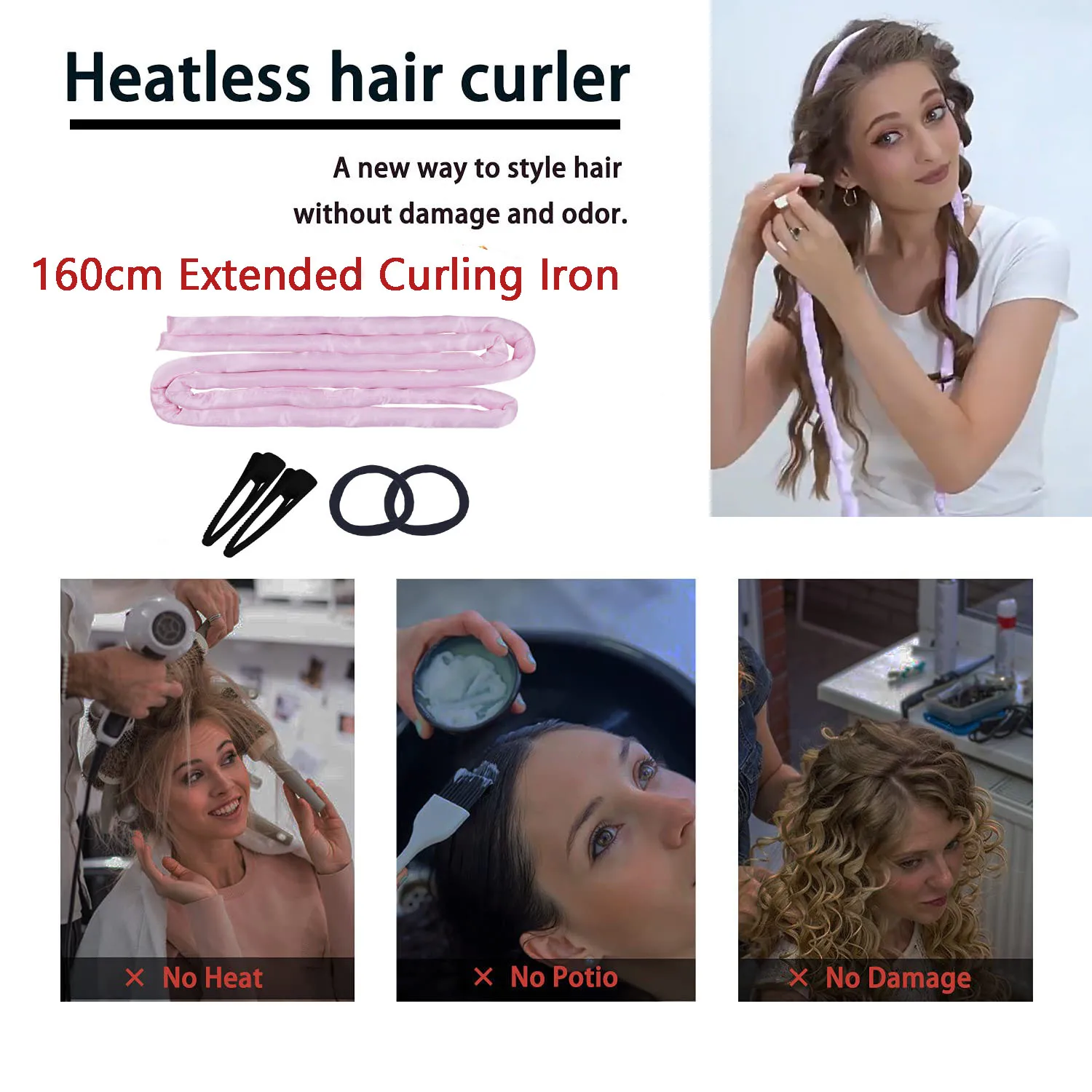 New Hair Curler No Heat Hair Curlers Rollers Heatless Sponge Extra Long Hair Tools Heatless Hair Curler Lazy Curly Hair Products