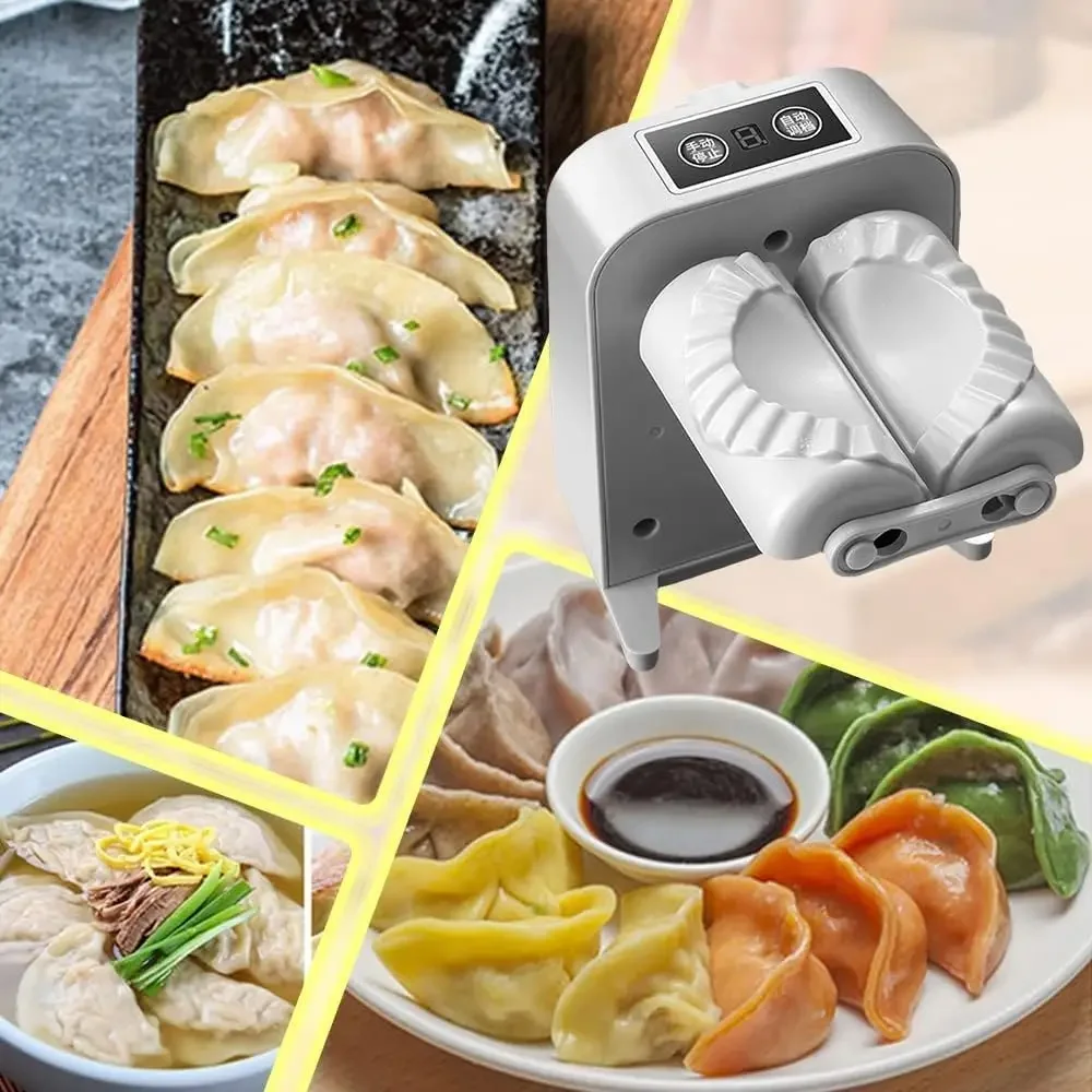 Automatic Electric Dumpling Maker Machine, Rechargeable Household Dumpling Press with Spoon Brush for Empanada, Ravioli, Wonton