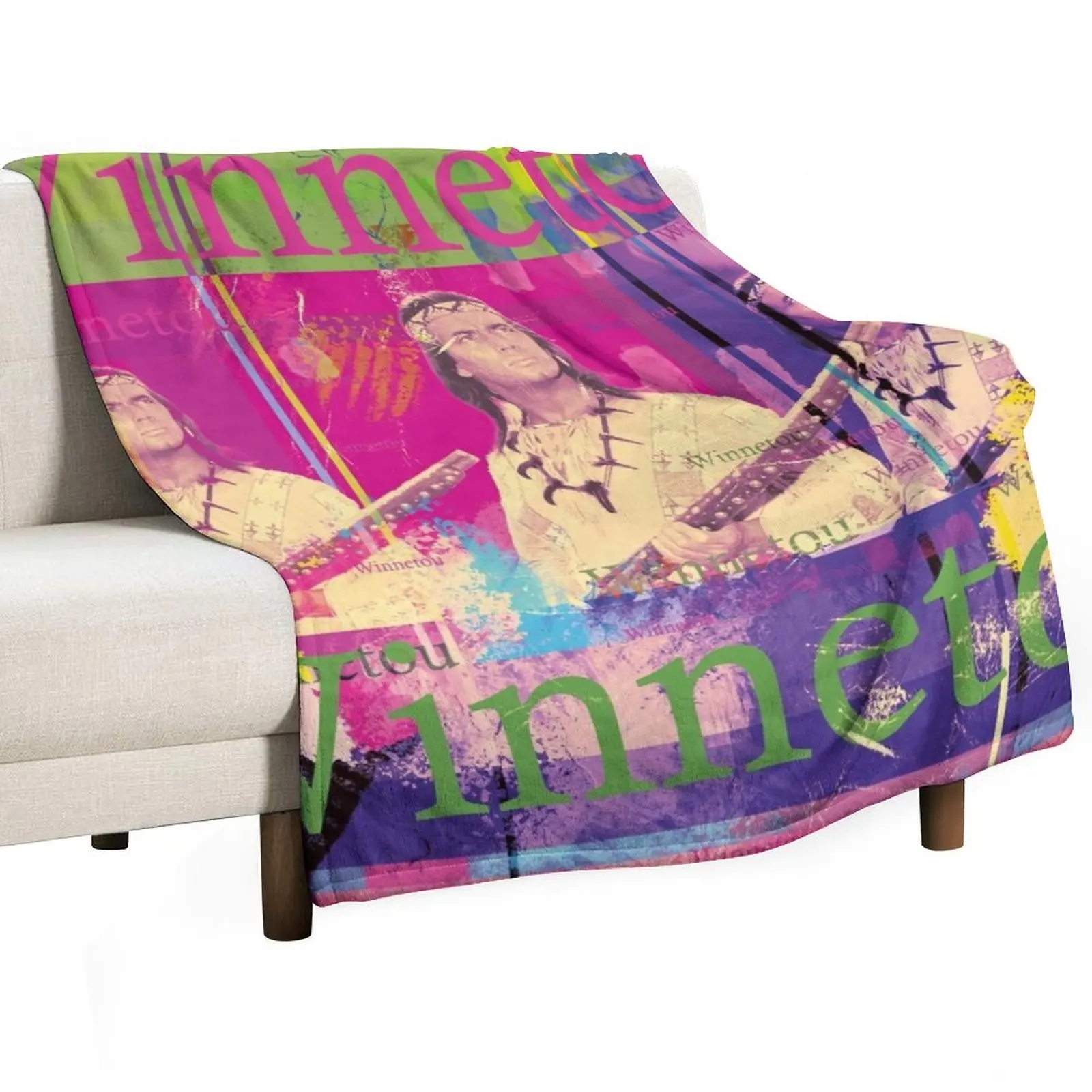 Winnetou portrait, famous Karl May character, Indian chief of the Apaches Throw Blanket Custom Furrys Blankets