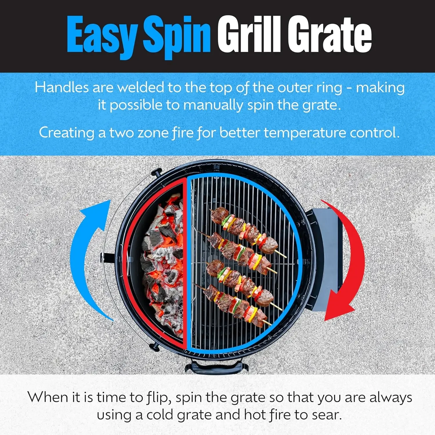 SnS Grills Slow ‘N Sear Kettle Grill with Deluxe Insert and Easy Spin Grate for Two-Zone Charcoal Grill Cooking,Low ‘N Slow Smok