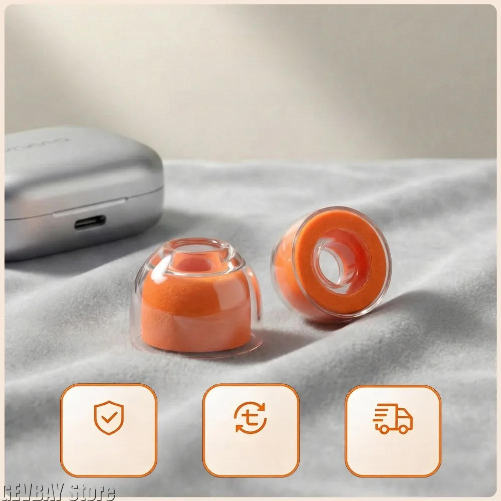 Liquid Silicone Sponge Ear Tips for Sony WF-1000XM6 Headphones Earbuds Noise-Canceling Orange Accessories for XM5/XM4 Ear Plugs view 5