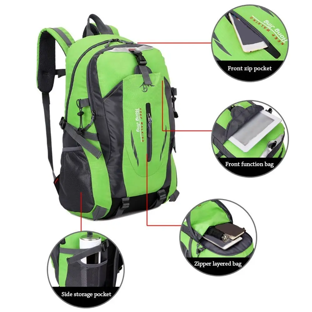 Large Waterproof Backpack 40L Bag Camping Hiking Walking Outdoor Travel Rucksack Durable Nylon