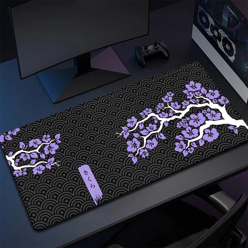 Mouse Pad Sakura Large Gamer Mousepad Purple Cherry Blossom Keyboard Mat XXXL Mouse Mat Pc Accessories Rubber Desk Mat 90x40