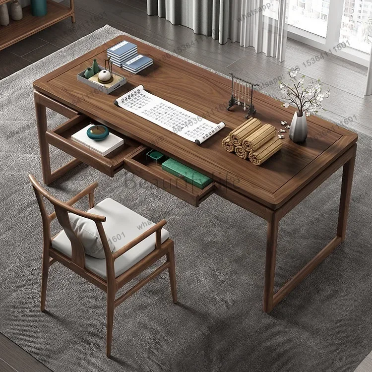 FG10New Chinese-style North American black walnut desk pure solid wood calligraphy table old elm