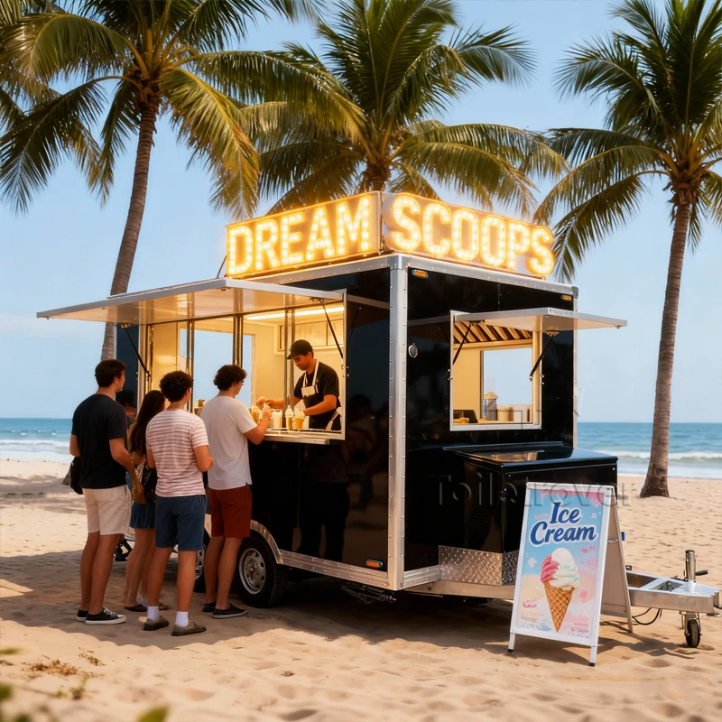 

Cheap Foldable Container Food Truck Fully Equipped Mobile Food Cart Trailer Pizza Fast Food Truck Trailer with Concession Window