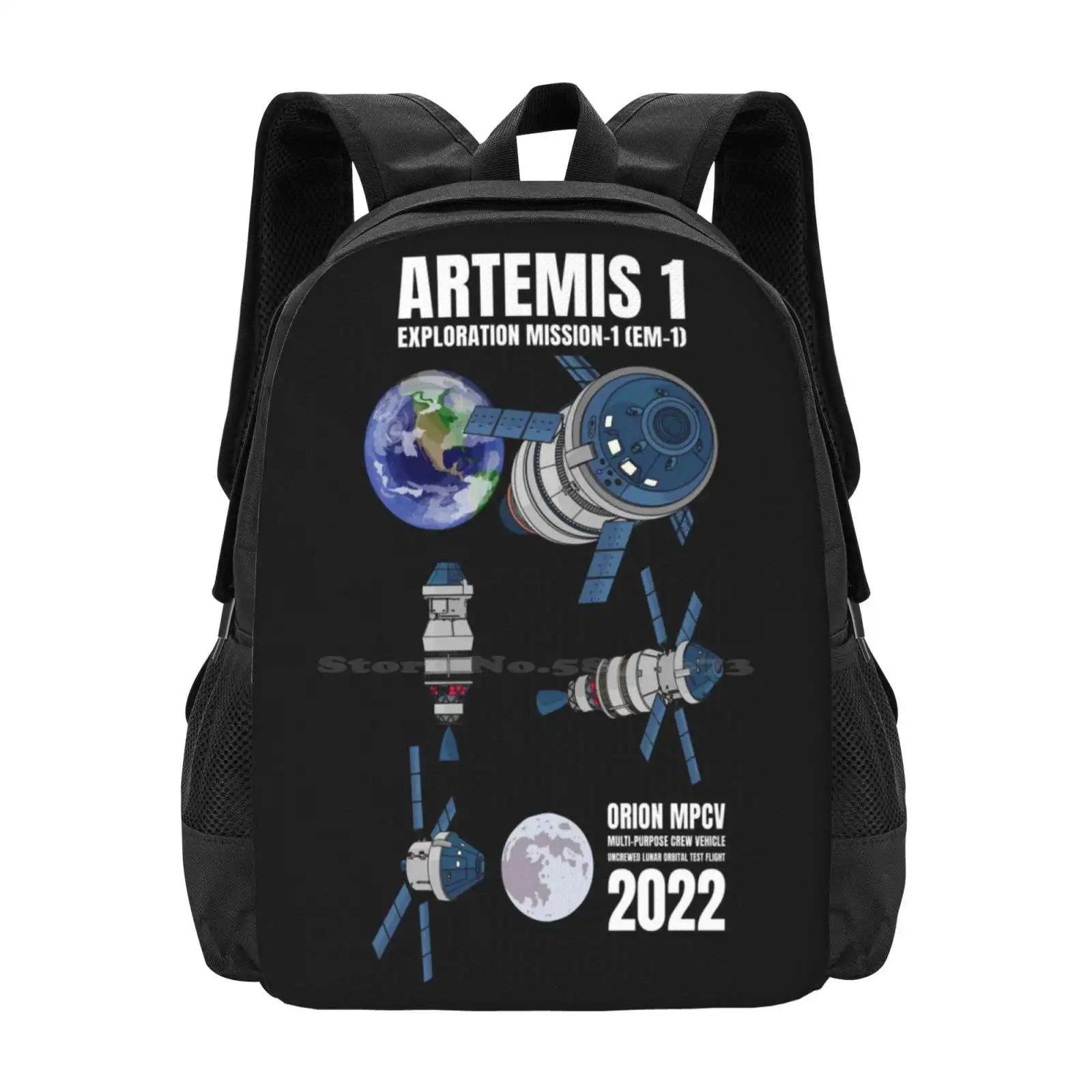 Artemis 1 Spacecraft Moon Exploration Mission 1 2022 Gift Large Capacity School Backpack Laptop Bags Artemis 1 Moon Mission