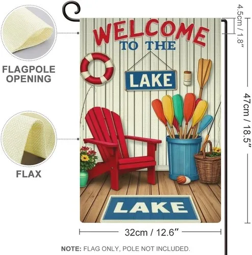 Garden Flag ��Welcome to The Lake�� Double Sided In Burlap Seasonal Yard, 12x18 XXQ