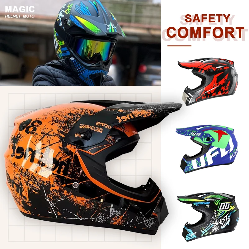 

Вентилируемый и удобный внедорожный шлем DOT — унисекс для взрослых для гонок на мотокроссе, скоростных и экстремальных видов спорта