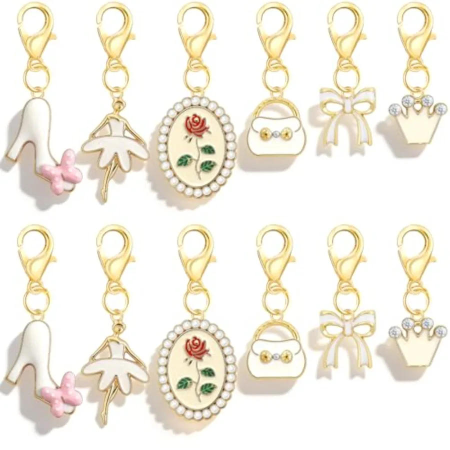 PLwelth 12Pc C hoe Charm for neaker Junk ock Charm Kit for Wen Gold hoelace Charm with Bow Crown Pearl Flower DIY Jewelry Acceo