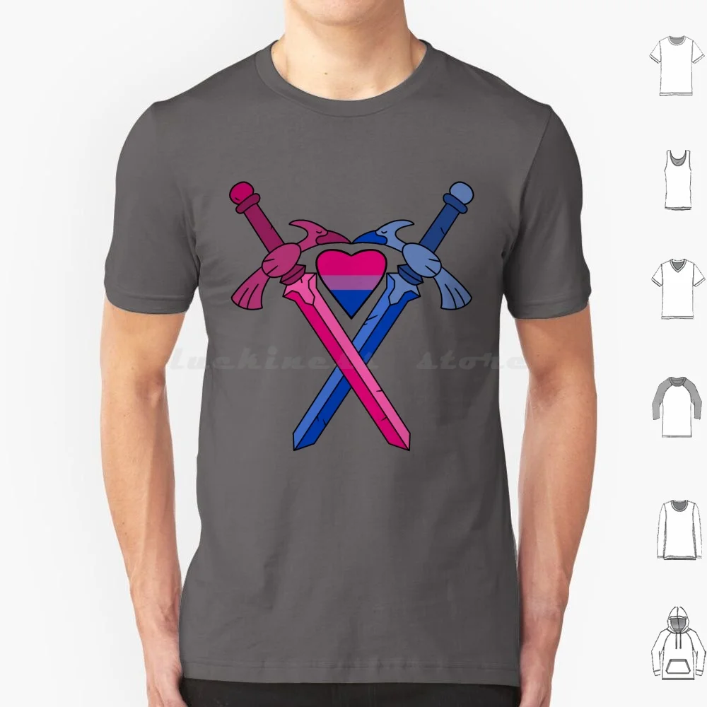 Bi Heron Swords T Shirt Cotton Men Women DIY Print Bi Bisexual Heron Sword Swords Amphibia Sasha Waybright