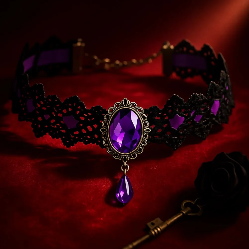 

Винтажное кружевное готическое ожерелье-чокер ручной работы черного цвета для женщин, для Хэллоуина, панк-вечеринок, костюмированных вечеринок в стиле вампира