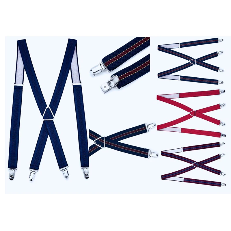 أزياء عارضة نوع دائم قابل للتعديل مطاطا 4 مشبك حزام الملمس حزام