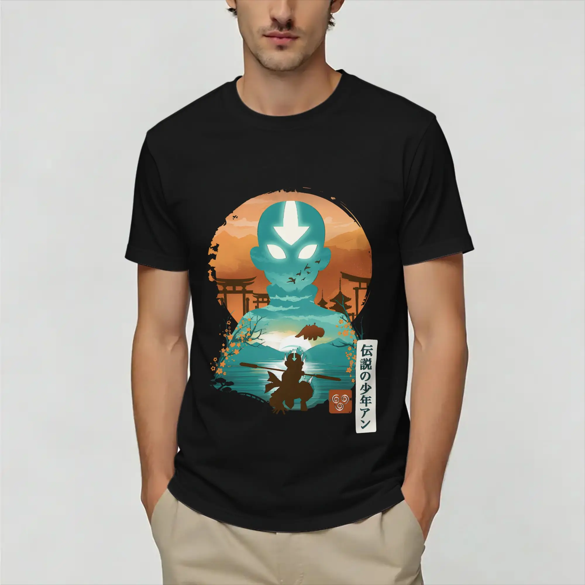Men's T-Shirts The Last Airbenders Novelty Pure Cotton Tee Shirt Short Sleeve  T Shirts Crewneck Clothes Original