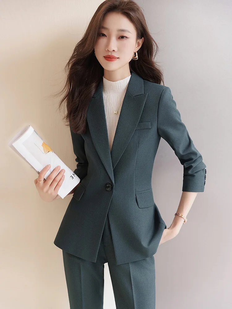 

Autumn Winter Formal Women Blazers Feminino Professional Office Work Wear with Pants and Jackets Coat Pantsuits Trousers Set